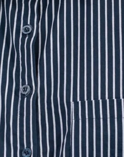 Motel Rocks Shirts And Blouses | Printed Tops-Turner Shirt in Mono Stripe Navy MonoStripeNavy