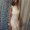 Motel Rocks Party Dresses | Mini Dresses-Turtoise Mini Dress in Nude Clear Tinted Disc