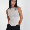 Motel Rocks Vest Tops | Going Out Tops-Tyla Knitted Top in Oatmilk
