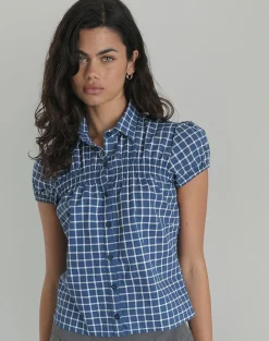 Motel Rocks Tailoring | Co-Ords-Ulsan Fitted Shirt in Navy Tartan Poplin navytartanpoplin