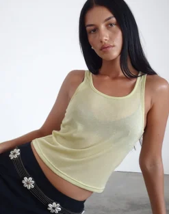 Motel Rocks Vest Tops | Strappy Tops-Umika Vest Top in Yellow Shimmer