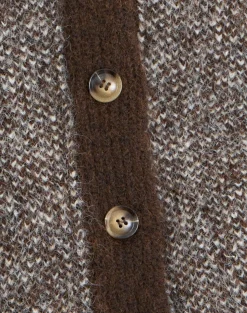 Motel Rocks Cardigans-Ura Oversized Knitted Cardigan in Brown and Cream