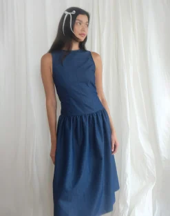 Motel Rocks Day Dresses-Uretta Maxi Dress in Denim Indigo