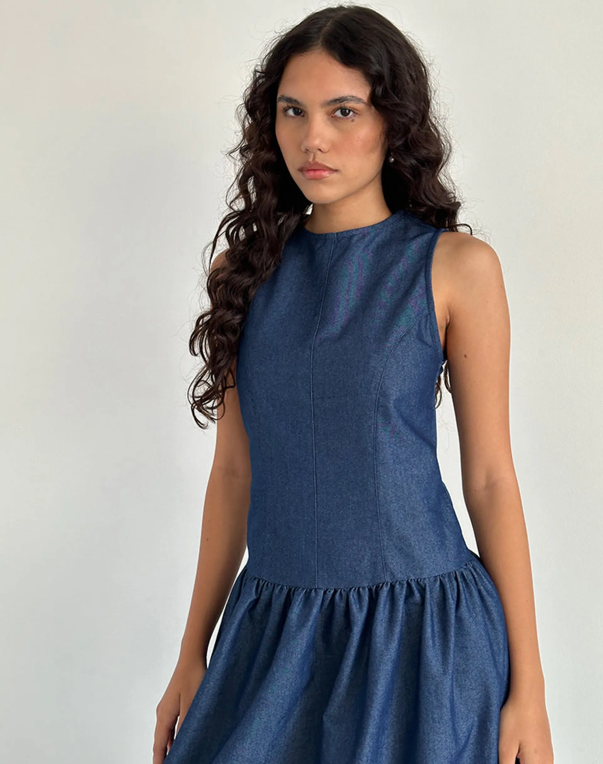 Motel Rocks Day Dresses-Uretta Maxi Dress in Denim Indigo