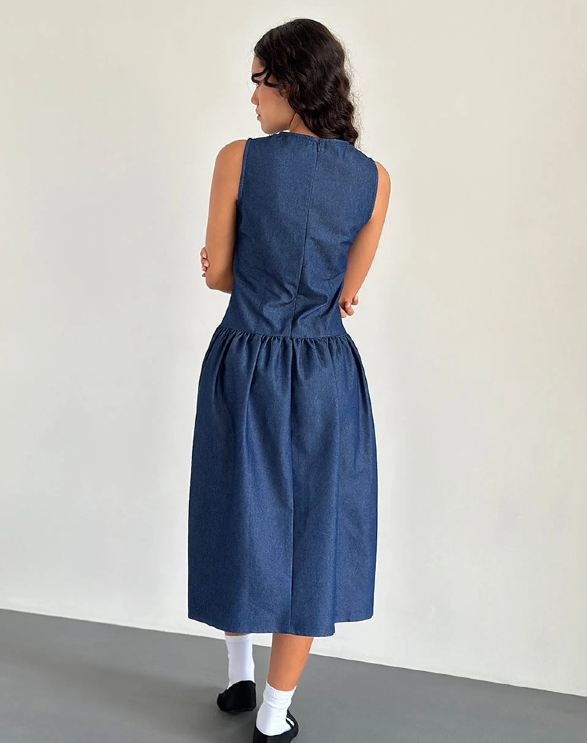 Motel Rocks Day Dresses-Uretta Maxi Dress in Denim Indigo