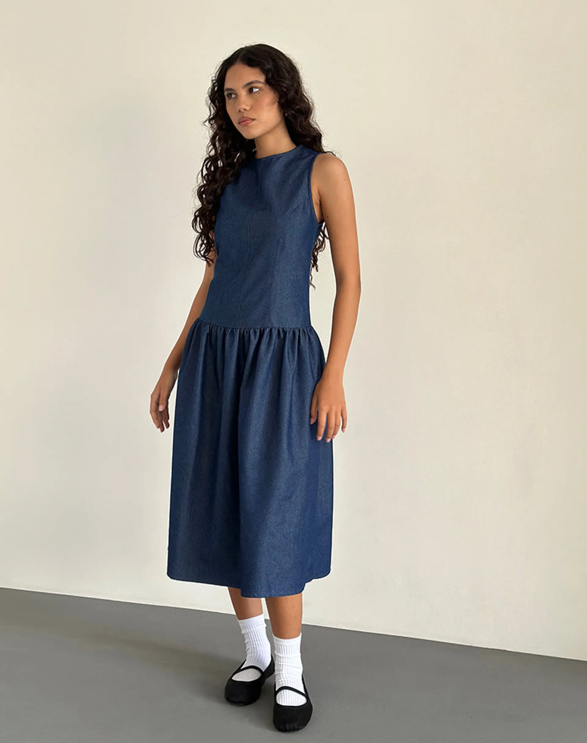 Motel Rocks Day Dresses-Uretta Maxi Dress in Denim Indigo