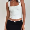 Motel Rocks Mini Skirts-Vadia Mini Skirt in Black with White Picot Trim and Bow