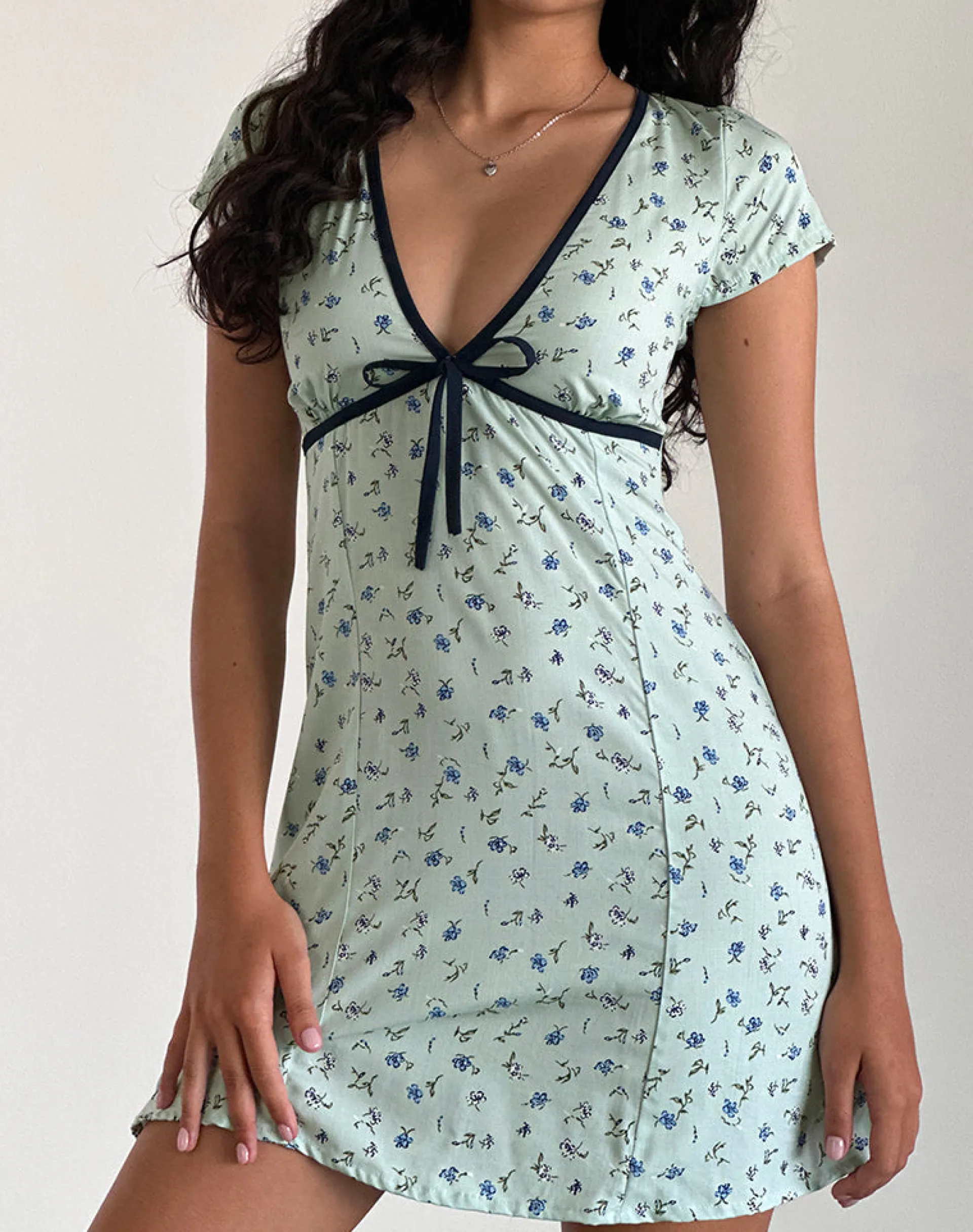 Motel Rocks Printed Dresses | Day Dresses-Vaiso Mini Dress in Pretty Petal Green PrettyPetalGreen
