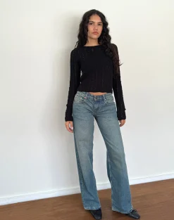 Motel Rocks Basics | Long Sleeve Tops-Venia Knitted Long Sleeve Top in Black