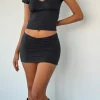 Motel Rocks Basics | Mini Skirts-Vidia V Front Mini Skirt in Ocean Storm OceanStorm