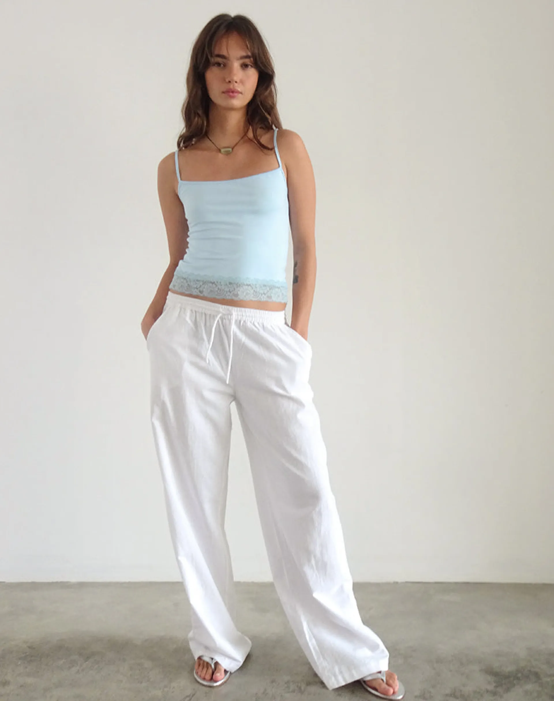 Motel Rocks Loungewear | Co-Ords-Vikha Vest Top in Soft Slinky Blue SoftSlinkyBlue