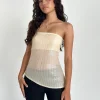 Motel Rocks Bandeau Tops | Sequin Tops-Viksuni Bandeau Top in Nude Clear Tinted Disc