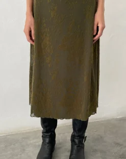 Motel Rocks Printed Dresses-Vilinia Midi Dress in Abstract Botanic Dark Olive darkoliveabstrbotanic