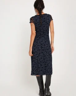Motel Rocks Printed Dresses | Party Dresses-Vilinia Midi Dress in Pretty Petal Flock Black PrettyPetalFlockBlack