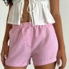 Motel Rocks Loungewear-Voir Short in Poplin Gingham Pink PoplinGinghamPink