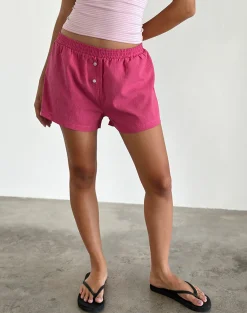Motel Rocks Loungewear-Voir Short in Poplin Red and Pink Stripe PoplinRedandPinkStripe
