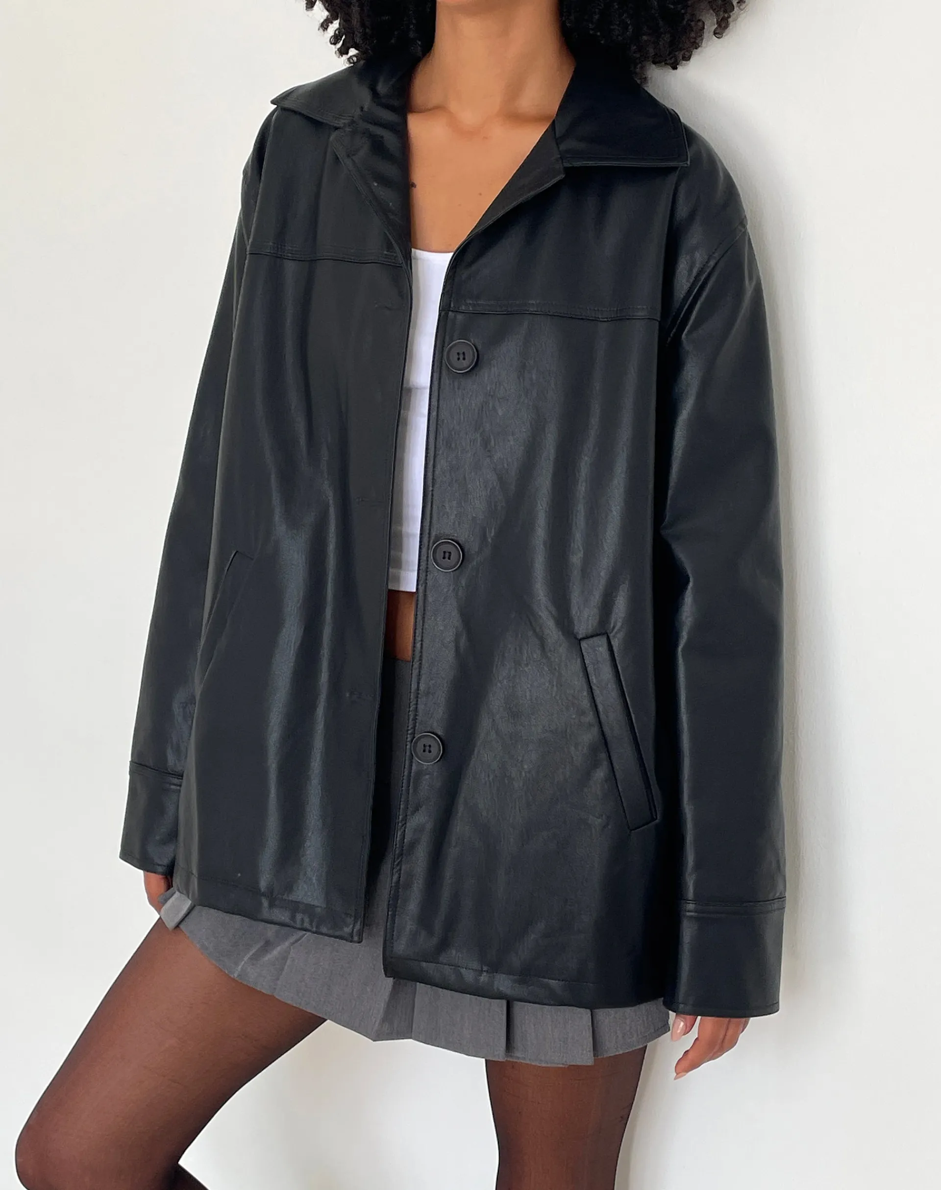 Motel Rocks Pu Jackets | Jackets-Walta Jacket in PU Black PUBlack