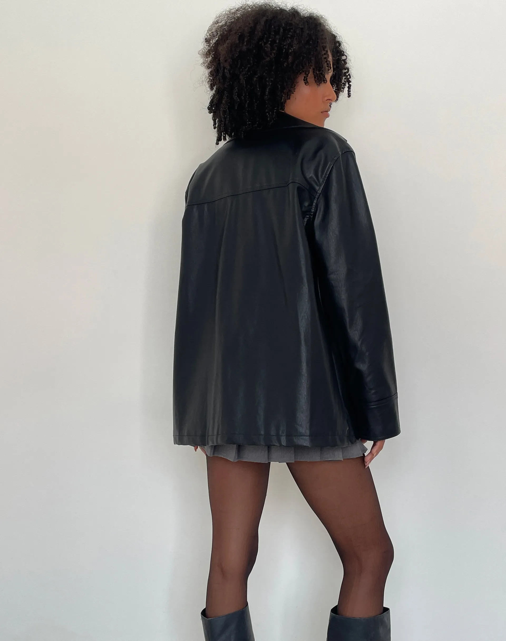 Motel Rocks Pu Jackets | Jackets-Walta Jacket in PU Black PUBlack