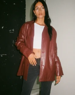 Motel Rocks Pu Jackets | Jackets-Walta Jacket in PU Redwood PURedwood
