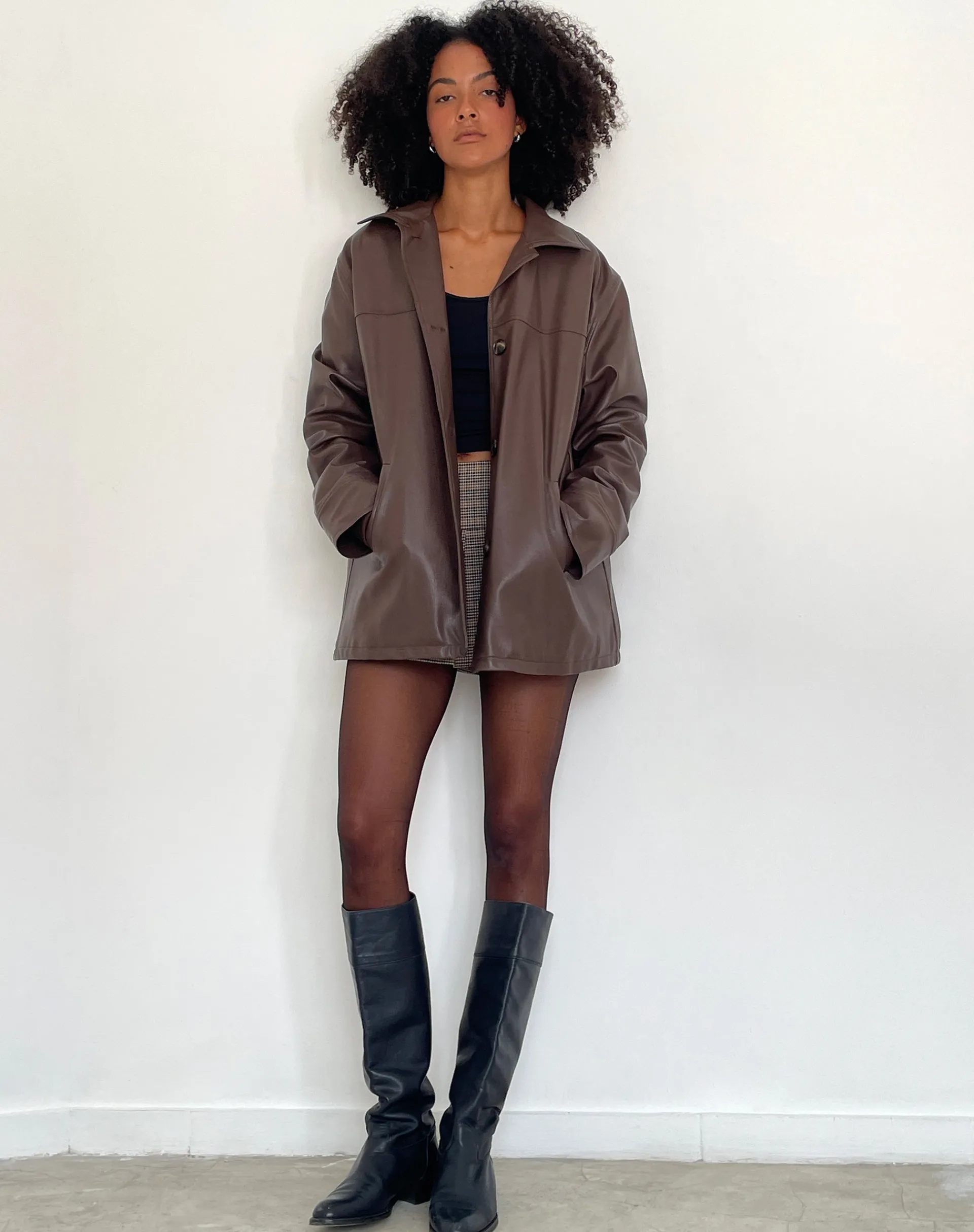 Motel Rocks Pu Jackets-Walta Jacket in PU Truffle Brown PUTruffleBrown