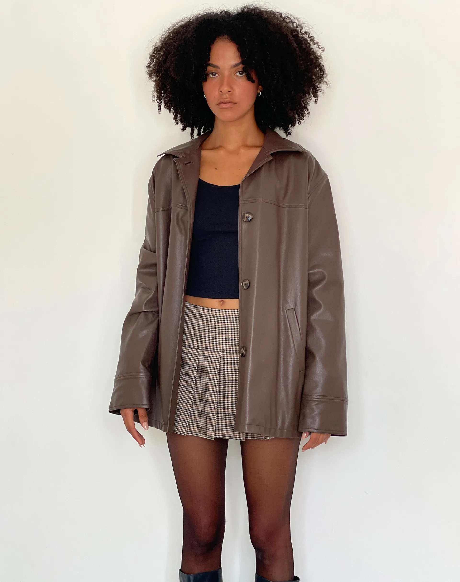 Motel Rocks Pu Jackets-Walta Jacket in PU Truffle Brown PUTruffleBrown