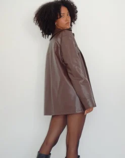 Motel Rocks Pu Jackets-Walta Jacket in PU Truffle Brown PUTruffleBrown