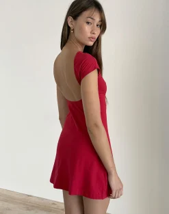 Motel Rocks Basics | Day Dresses-Wangi Backless Mini Dress in Adrenaline Red AdrenalineRed