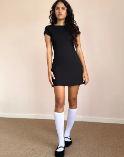 Motel Rocks Basics | Little Black Dresses-Wangi Backless Mini Dress in Lycra Black LycraBlack