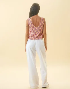 Motel Rocks Basics | Wide Leg Pants-Wasic Linen Trouser in White