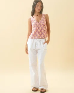 Motel Rocks Basics | Wide Leg Pants-Wasic Linen Trouser in White