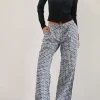 Motel Rocks Wide Leg Pants | Low Rise Pants-Wasic Wide Leg Linen Trouser in Floral Gingham Black FloralGinghamBlack