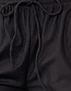 Motel Rocks Low Rise Pants-Wasic Wide Leg Linen Trouser in Black