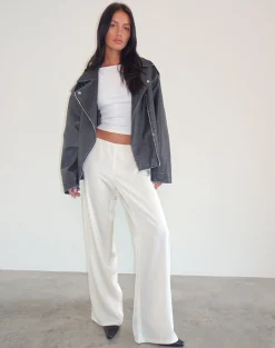 Motel Rocks Wide Leg Pants-Waski Wide Leg Trouser in Satin Ivory SatinIvory