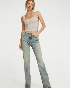 Motel Rocks Crop Tops-Wati Crop Top in Oat Milk OatMilk