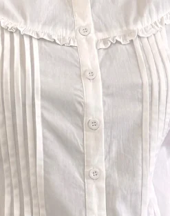 Motel Rocks Shirts And Blouses | Long Sleeve Tops-Wells Frill Long Sleeve Blouse in White