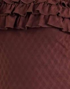 Motel Rocks Strappy Tops | Going Out Tops-Wendy Ruffle Cami Top in Argyle Mesh Brown