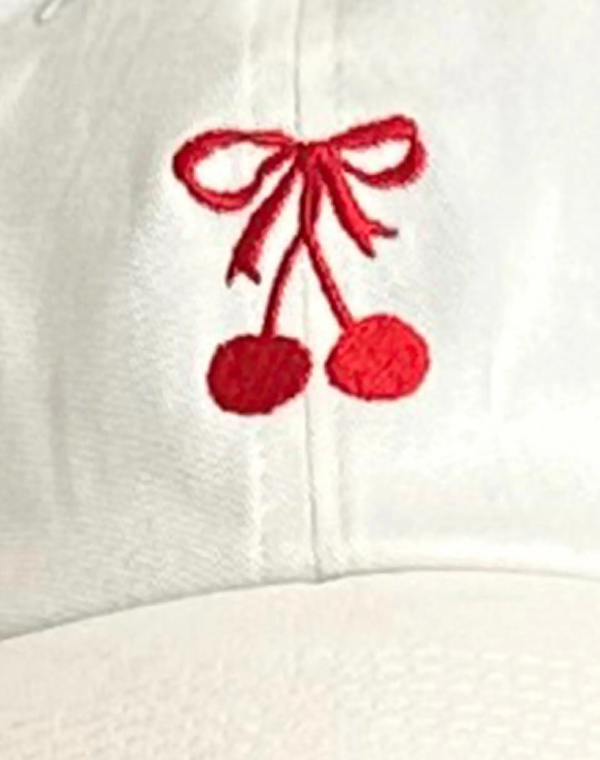Motel Rocks Accessories | Swimwear-White Cap with Red Cherry Embroidery
