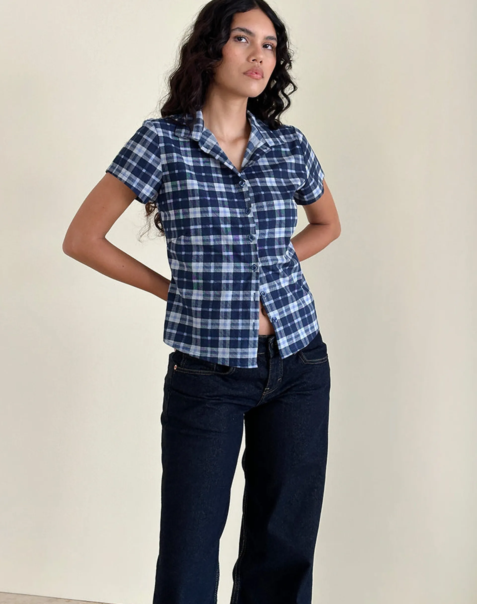 Motel Rocks Tailoring | Shirts And Blouses-Wilman Shirt in Tartan Dark Blue
