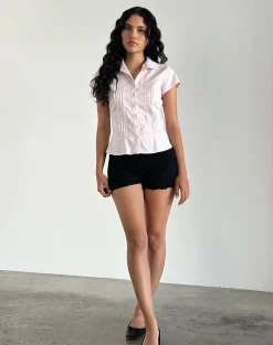 Motel Rocks Shirts And Blouses-Wilmot Blouse in Light Pink Poplin LightPinkPoplin
