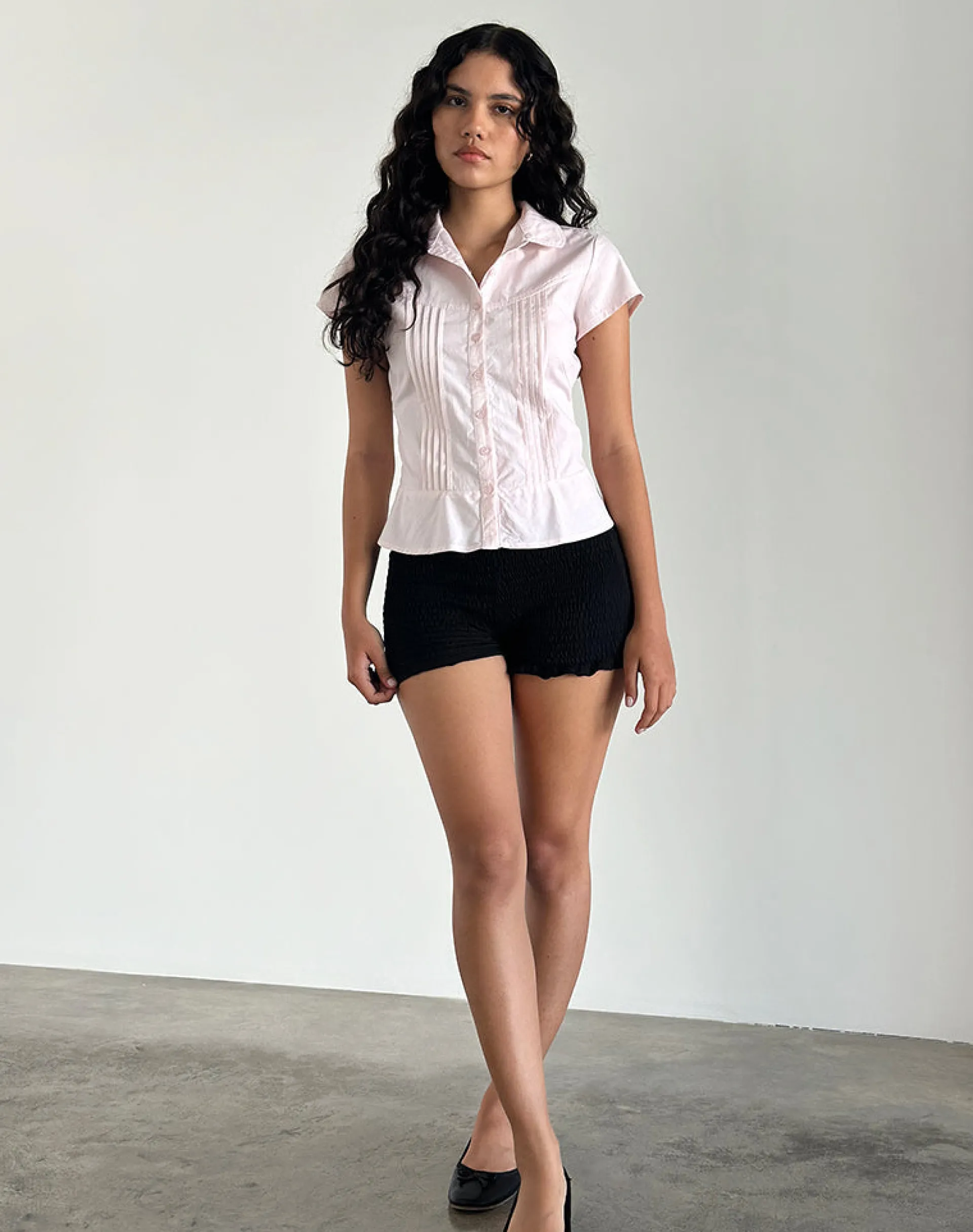 Motel Rocks Shirts And Blouses-Wilmot Blouse in Light Pink Poplin LightPinkPoplin