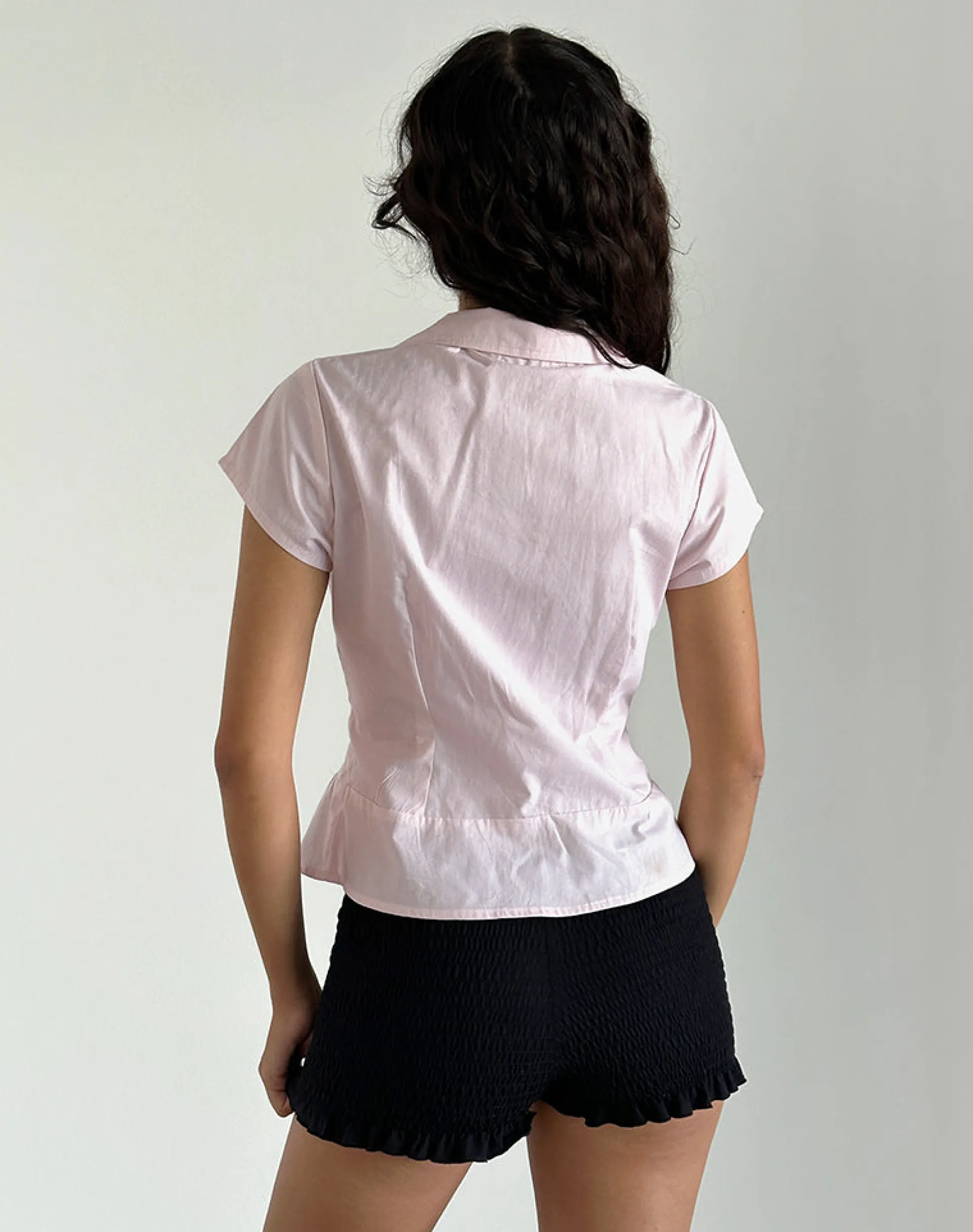 Motel Rocks Shirts And Blouses-Wilmot Blouse in Light Pink Poplin LightPinkPoplin