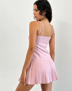 Motel Rocks Tailoring | Party Dresses-Wimala Dress in Dusky Pink with White Binding DuskyPinkwithWhiteBinding