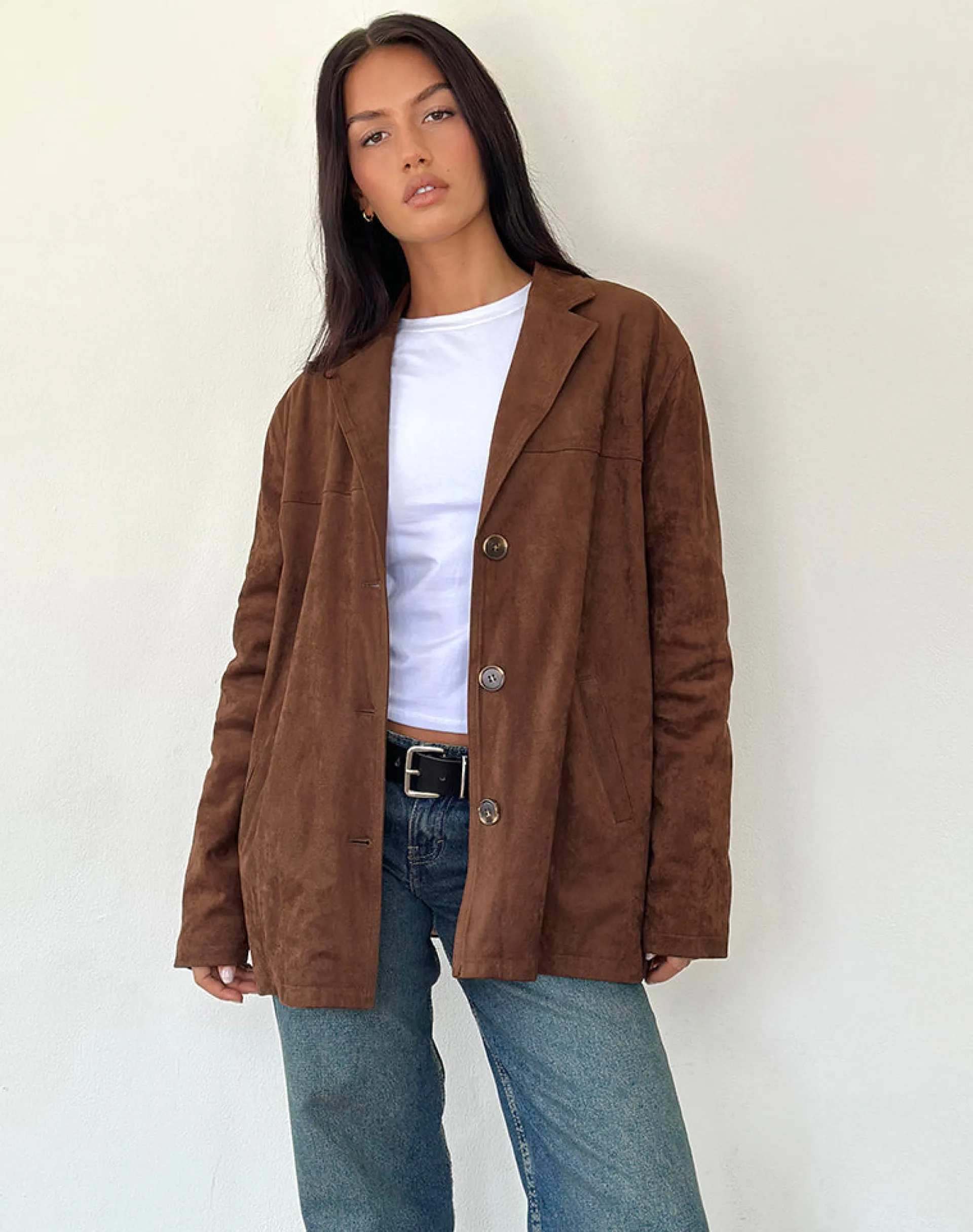 Motel Rocks Jackets-Wita Jacket in Suede Brown