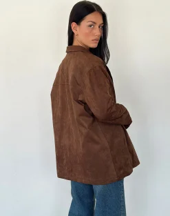 Motel Rocks Jackets-Wita Jacket in Suede Brown