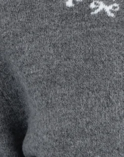 Motel Rocks Cardigans-Wunara Cardigan in Grey with Ivory Bows GreywithIvoryBows
