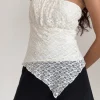 Motel Rocks Bandeau Tops | Lace Tops-Wuni Longline Bandeau Top in Lace Ivory