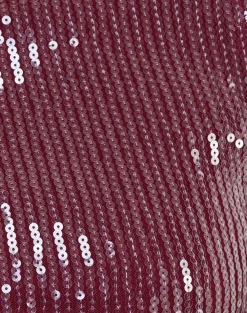 Motel Rocks Sequin Tops | Long Sleeve Tops-Xarjo Backless Top in Clear Sequin Maroon