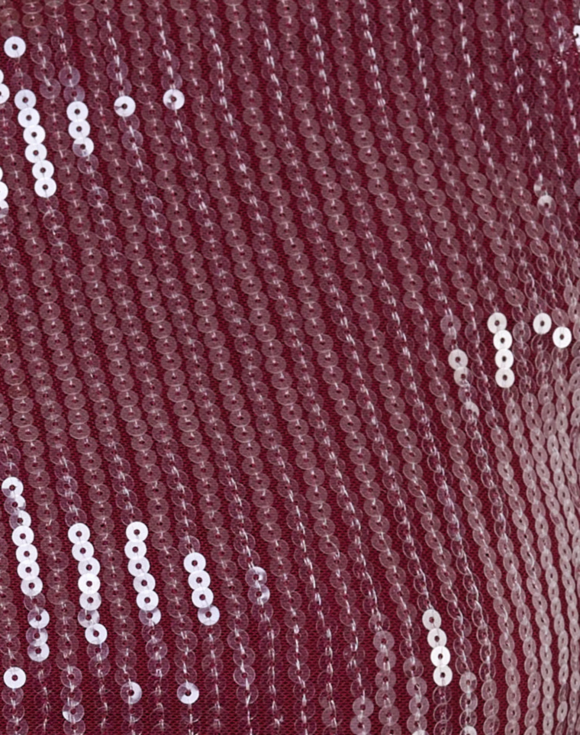 Motel Rocks Sequin Tops | Long Sleeve Tops-Xarjo Backless Top in Clear Sequin Maroon
