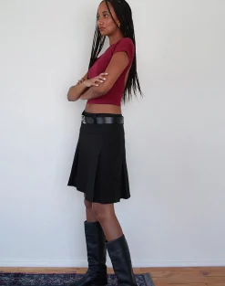Motel Rocks Basics | Basic Tops-Xiwang Crop Top in Burgundy