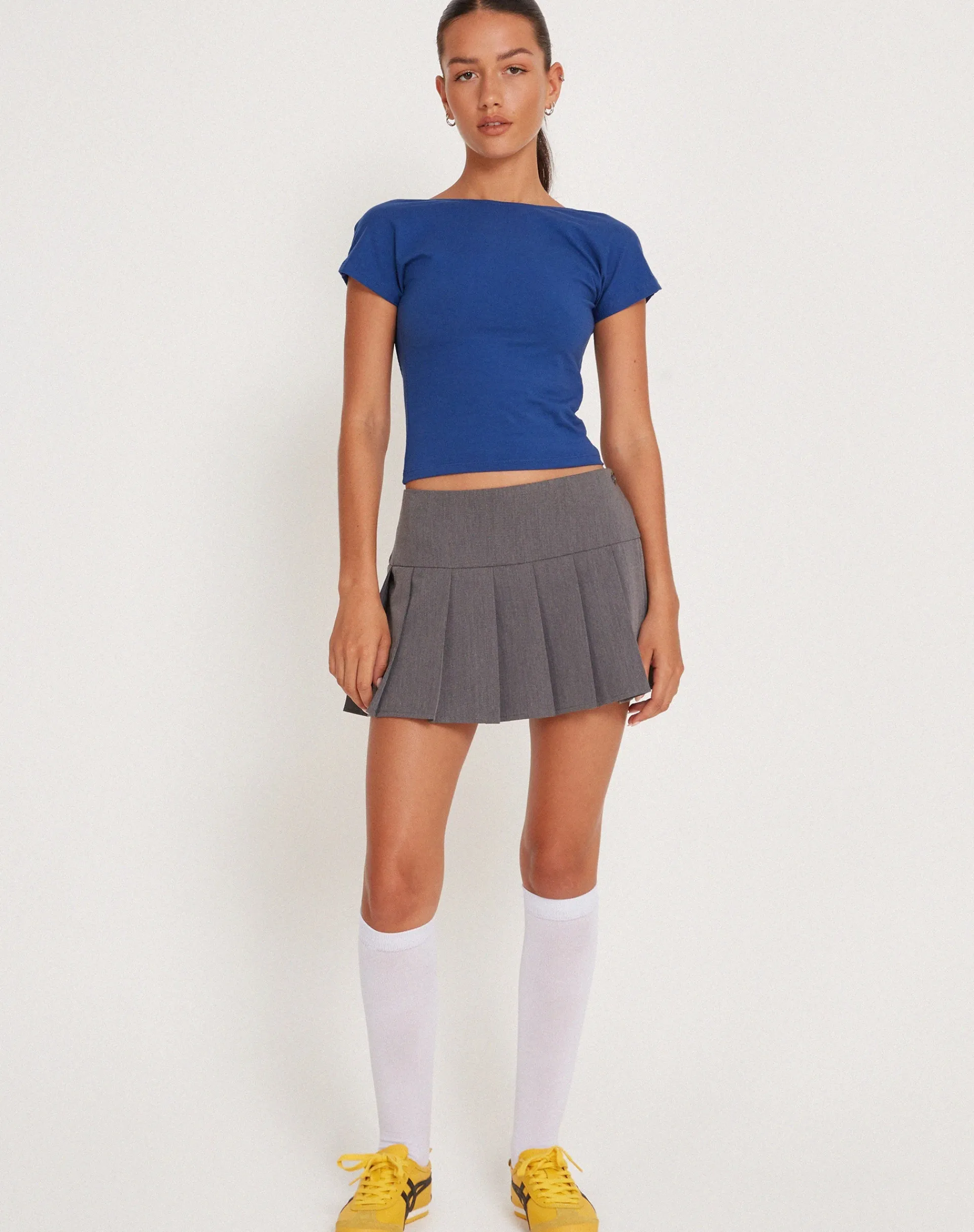 Motel Rocks Basics | Basic Tops-Xiwang Crop Top in cobalt